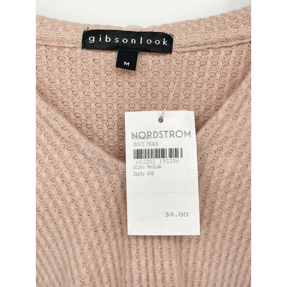 GibsonLook Waffle Weave Hoodie In Dusty Peach Size Medium - Picture 7 of 11
